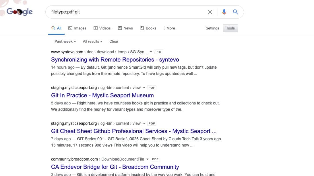Search for specific file type with filetype: operator